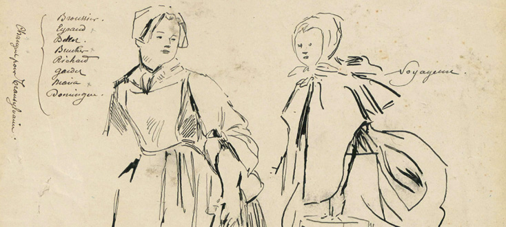 dessins préalables à la création du portrait de Manon (Massenet), en 1894