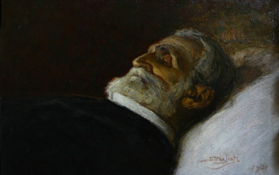 En 1901, Giuseppe Verdi peint sur son lit de mort par Carlo Stragliati